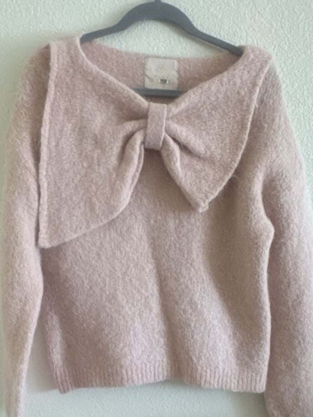 byTiMo Powder Pink Bow Sweater Soft Fuzzy Alpaca Blend